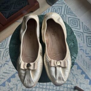 Ferragamo Gold Ballet Flats